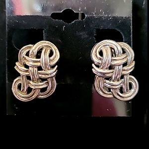 Vintage TRIFARI .925 Keltic Knot Clip On Earrings.